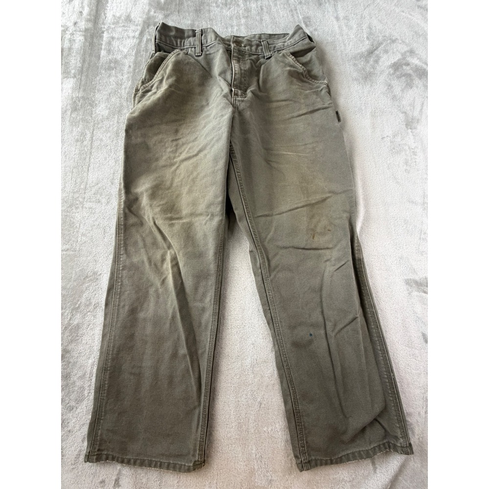 Carhartt B11 MOS Dungaree Pants Mens 33x30 Moss Green Canvas Carpenter Workwear